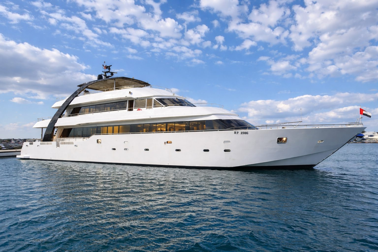 Carmen 140ft mega yacht cruising off Dubai